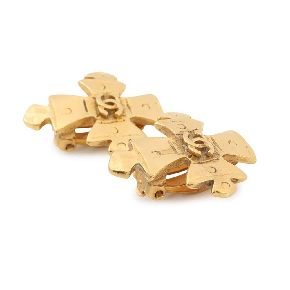 Chanel Cc Logo Cross Clip-On Earrings #246812C10B - Picture 2 of 9